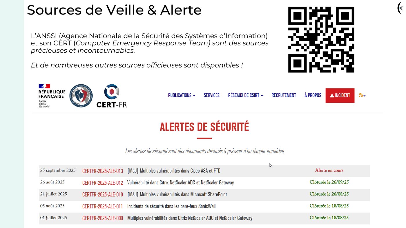 Extrait du support — les alertes de sécurité du CERT-FR